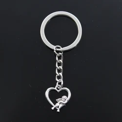 Fashion Keychain 20x18mm Heart Lover Angel Cupid Pendants DIY Men Jewelry Car Key Chain Ring Holder Souvenir For Gift