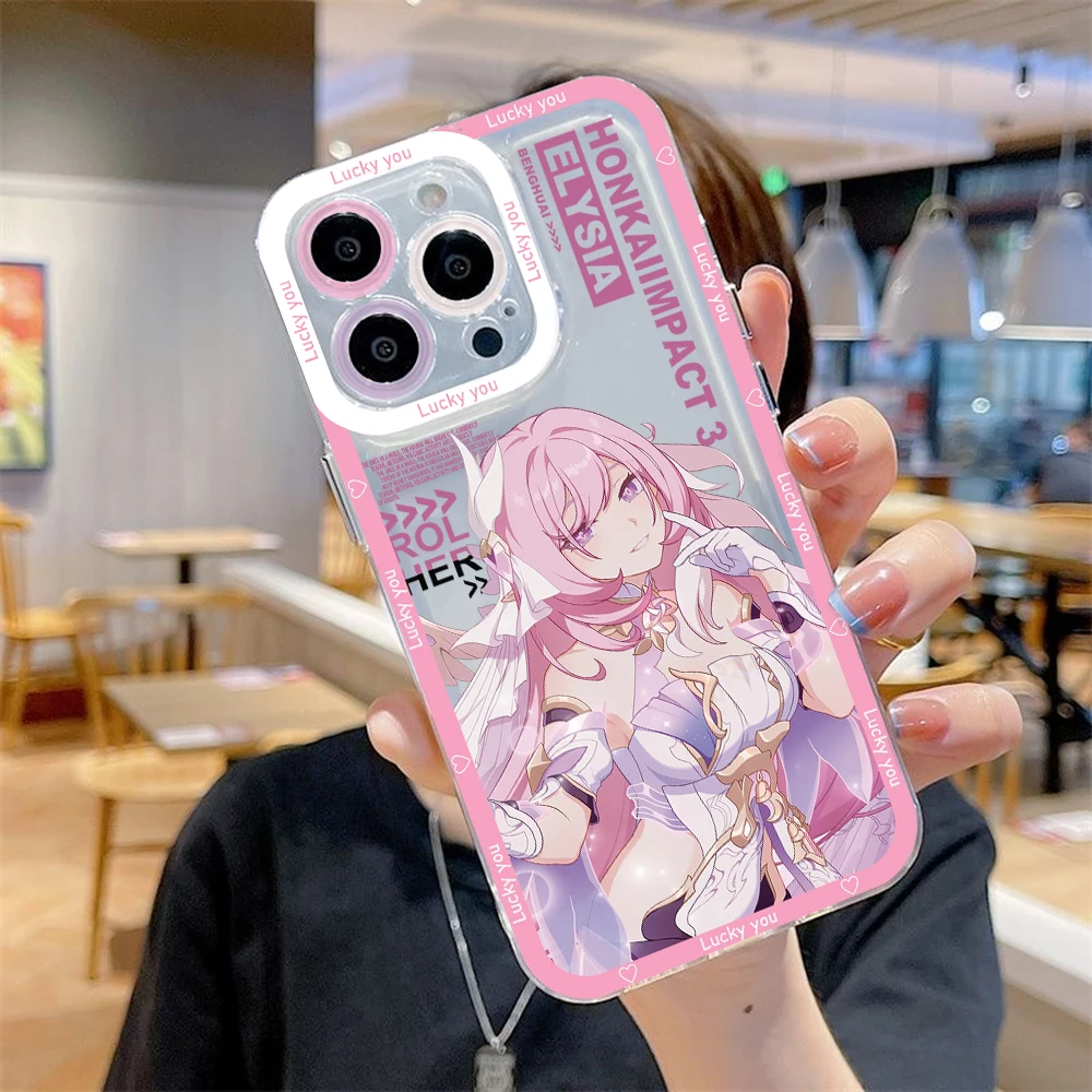 Honkai Elysia Game Phone Case For iPhone 15 14 13 12 11 Mini Pro Max X XR XSMax 6S 6 7 8 Plus SE20 Transparent Cover