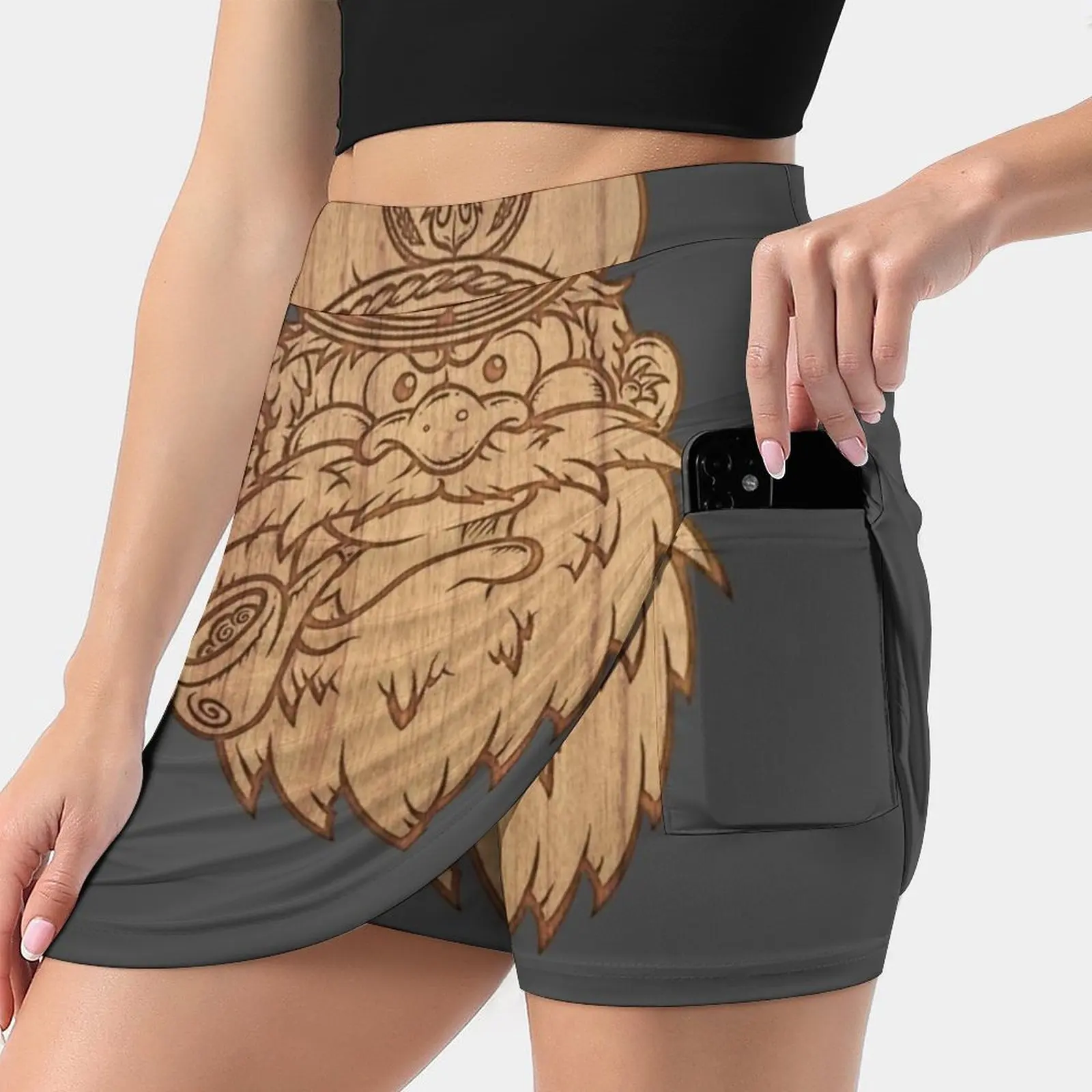 

Captain Salty On Wood. Women's skirt Mini Skirts A Line Skirt With Hide Pocket Pen Ink Comic Cartoon Surf Skate Tattoo Sea