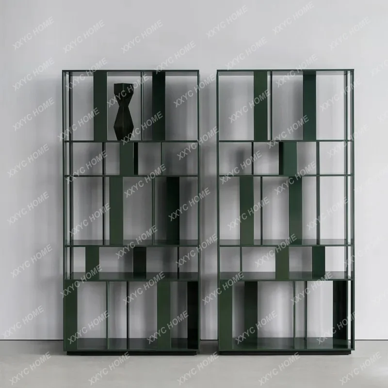 XXArtistic steel bookshelf Floor-to-ceiling stainless steel bookcase Multi-layer metal display shelf