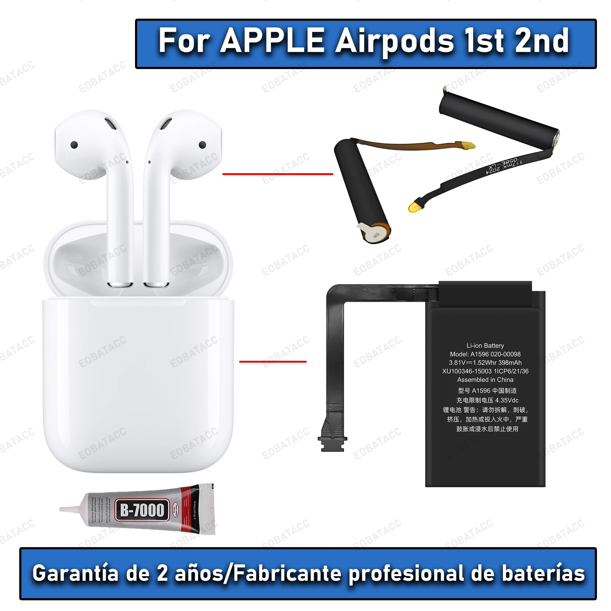 

100% New high Capacity GOKY93mWh A1604 For Apple Airpods 1st 2nd A1604 A1523 A1722 A2032 A2031 Air Pods 1 2 Battery+Free Glue