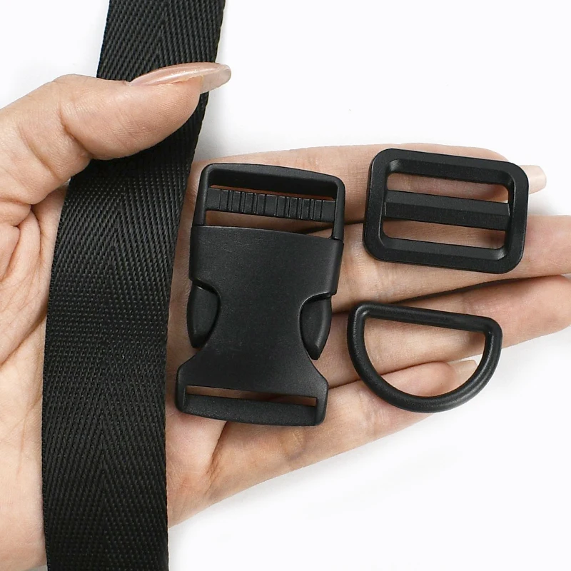 

3/5Sets 20-50mm Plastic Release Buckle Nylon Webbing Slider Tri-Glide Strap Bag Tape Side Clip Hook Clasp Dog Collar Accessories