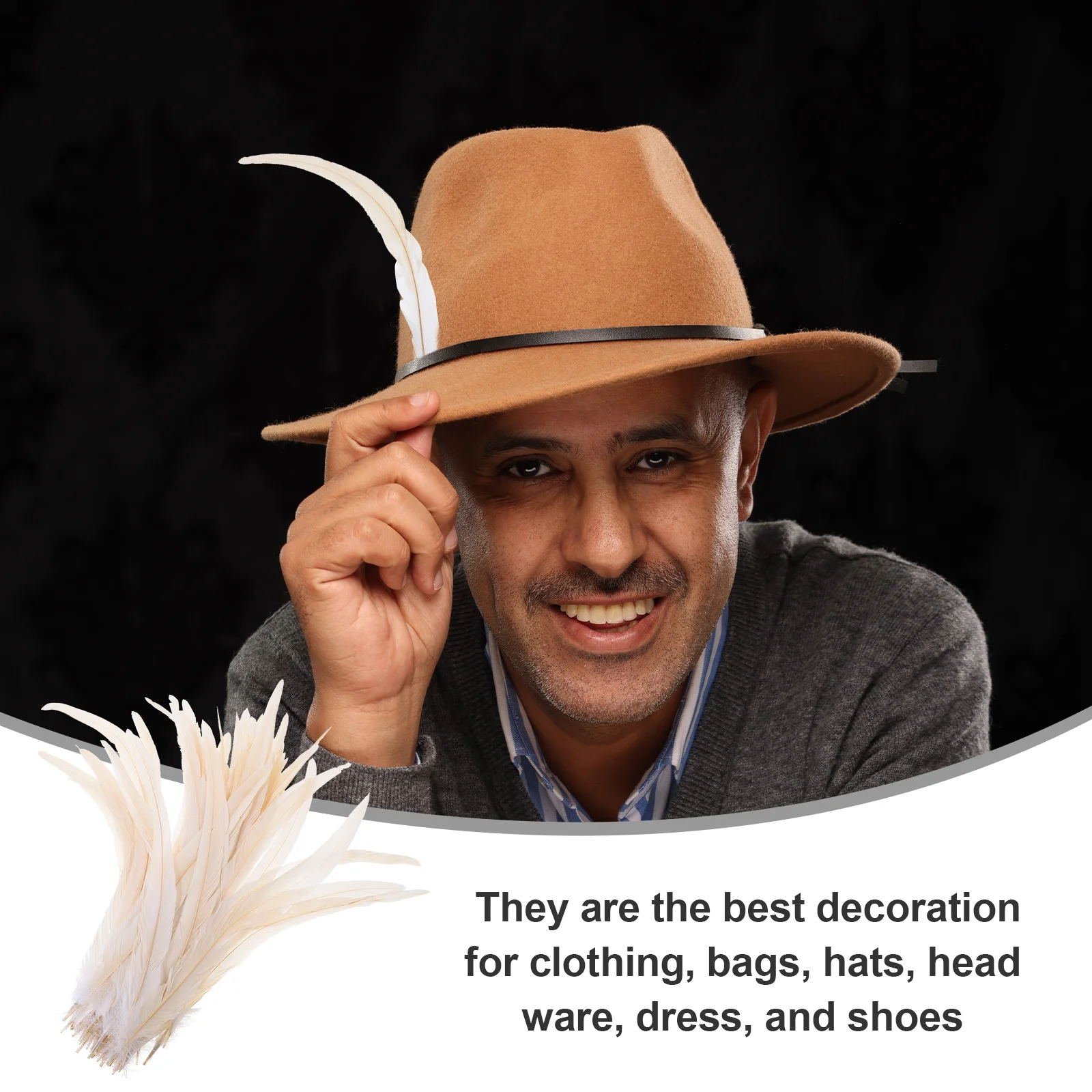 

50 шт. 33-40 см хвост петуха натуральный белый премиум пастеризованный водостойкий для рукоделия шляпа украшение стены обивка