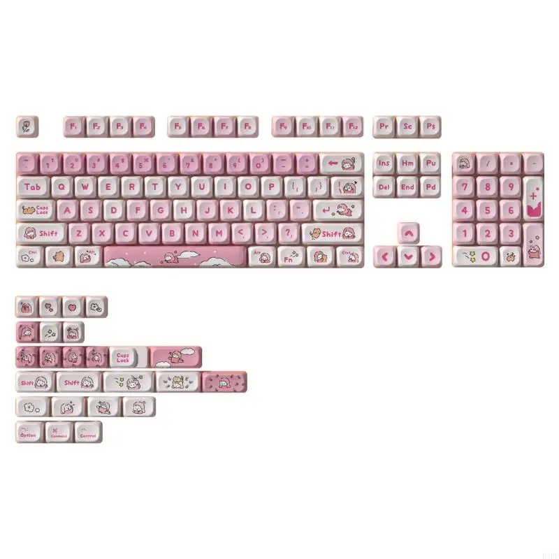 E1PF 129keys DIY Keycaps Replacement Lazy Theme PBT Keycaps for Gaming Mechanical Keyboard Switches