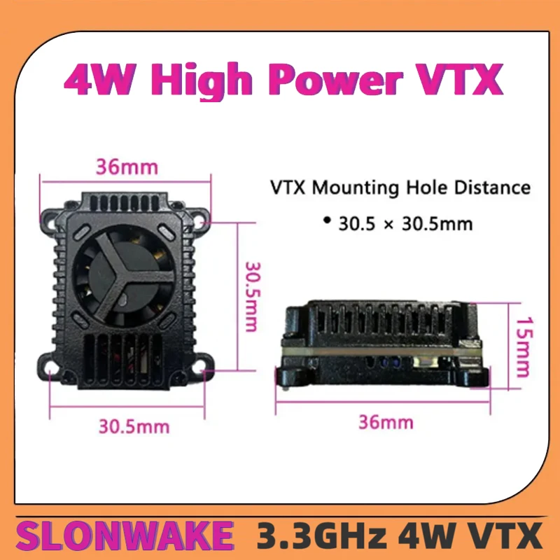 SLONWAKE FPV 3.3G 16CH 4000mW Nadajnik Wideo VTX o Dużej Mocy z Anteną, Mały Rozmiar, do Dronów RC FPV Dalekiego Zasięgu i Samolotów Stałopłatowych