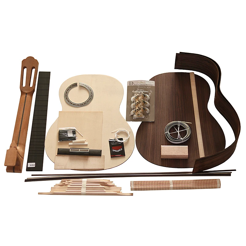 HUATOOL-Classical Guitar DIY Kit Solid Wood India Rose Back Side+Spruce Top+Maho Neck,Guitar Making Material