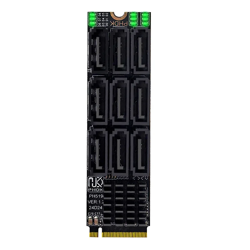 جديد M.2 NVME إلى 9 منافذ SATA 3.0 توسيع بطاقة الناهض محول SATA3.0 6Gbps تحكم مع مؤشر LED حجم 2280 للكمبيوتر المكتبي