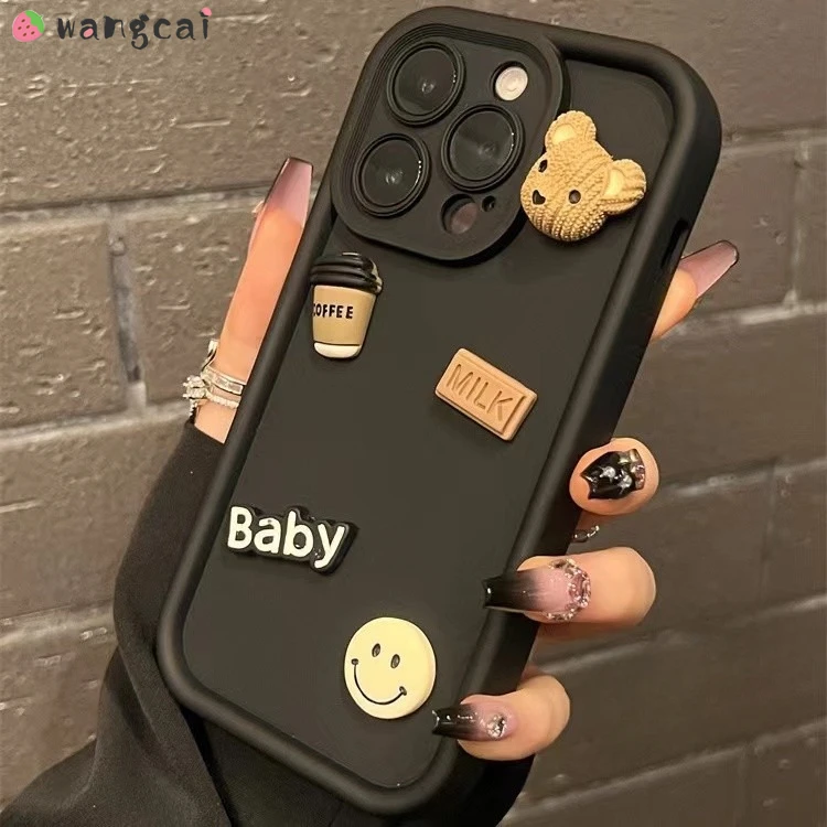 For Huawei Honor X9B 20 20S X50 GT 90 70 50 Pro Magic 5 4 Pro Y9s Phone Case Matte Simple Bear Head Coffee Smiling Face Cove