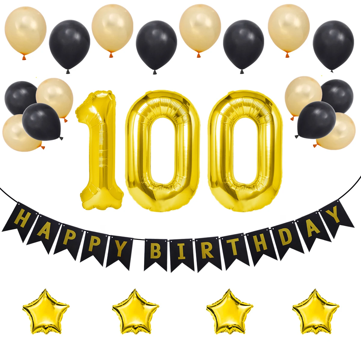 

24 Pcs Geburtstagsdeko Beige Happy Birthday Folienballon Stehend Decorations Christmas Ballons Balloons Babyparty