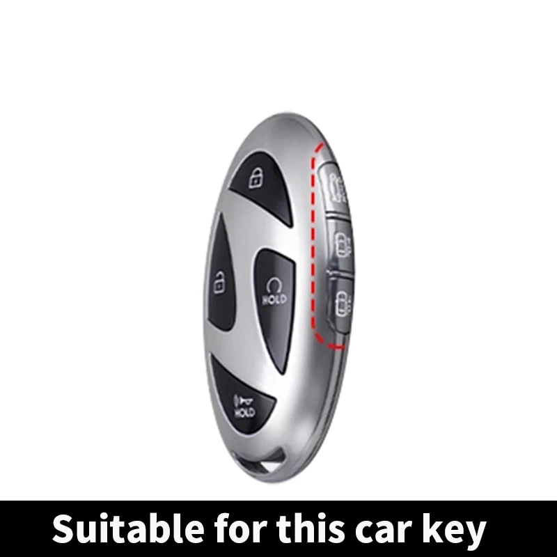 7 Buttons Zinc Alloy + Silicone Car Key Case Cover For Hyundai Kona Ev Grandeur GN7 IONIQ 6 2023 2024 Remote Key Protect Shell