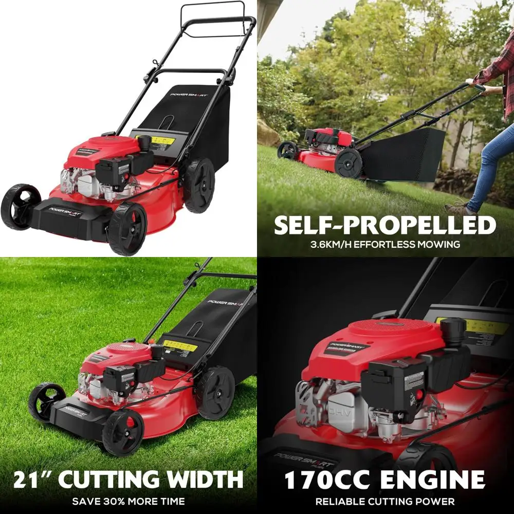 21-Inch Rear-Wheel Drive Gas Lawn Mower with 170cc 4-Cycle OHV Engine and Bagging Capability