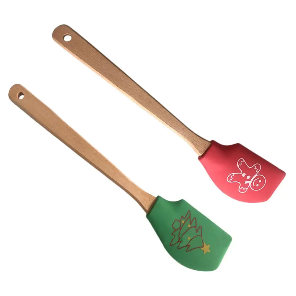 

Wooden Handle Silicone Spatula Baking Scraper Kitchen Utensils Pastry Cream Tool Holiday Party Gift For Home Restaurant