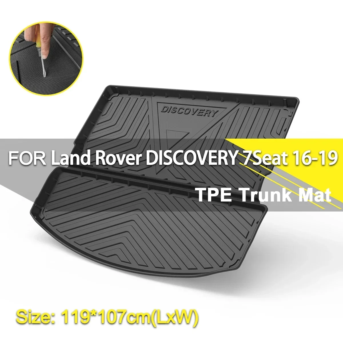 

Car Rear Trunk Cover Mat Waterproof Non-Slip Rubber TPE Cargo Liner Accessories For Land Rover DISCOVERY 7 Seater 2016-2019