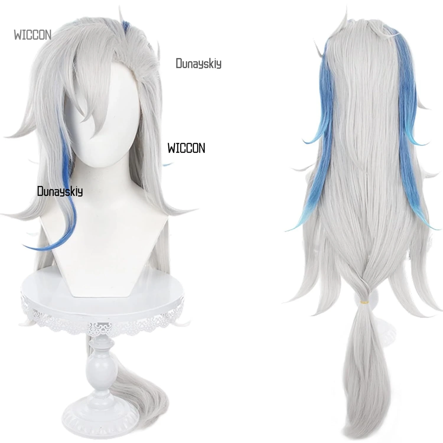 Genshin Impact Neuvillette Cosplay Wig Premium Heat-Resistant Synthetic Hair Gradient HighlightsFull Wig Set Halloween2025 New