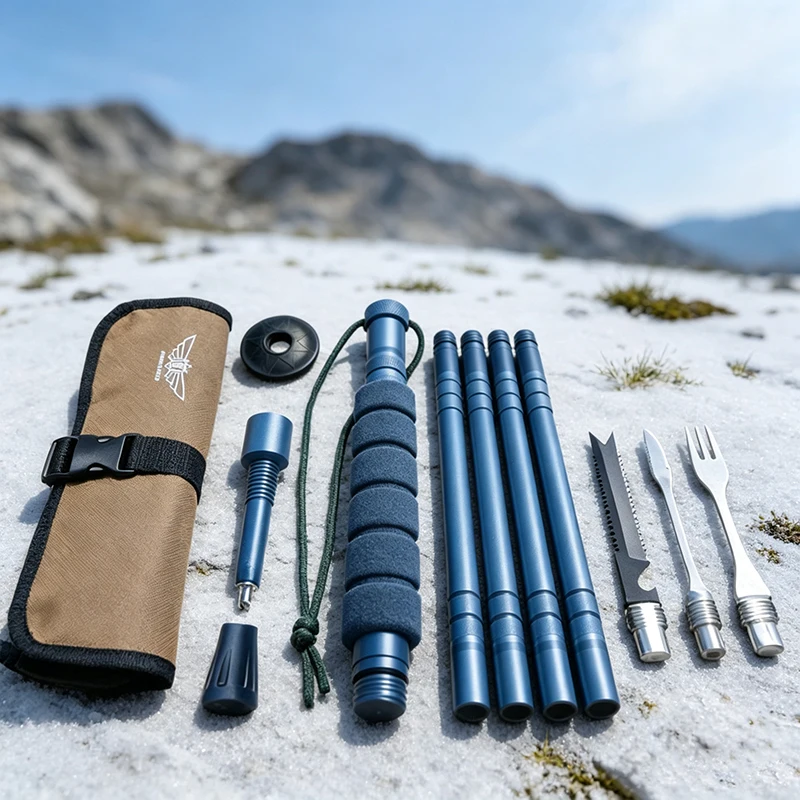 New Release Grey Adjustable Lightweight Durable Aluminum Walking Sticks for Outdoor Hiking Camping Trekking Poles
