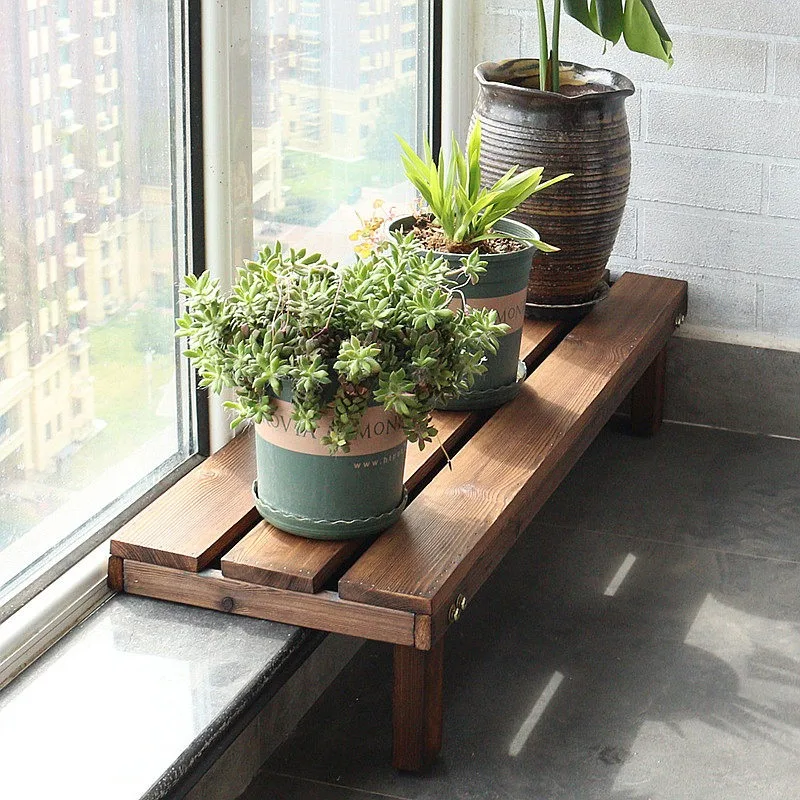 フラワースタンド-緑の植物-バルコニー-多層無垢材植木鉢フレーム-フラワーテーブル-窓枠拡張フレーム-拡張フレーム