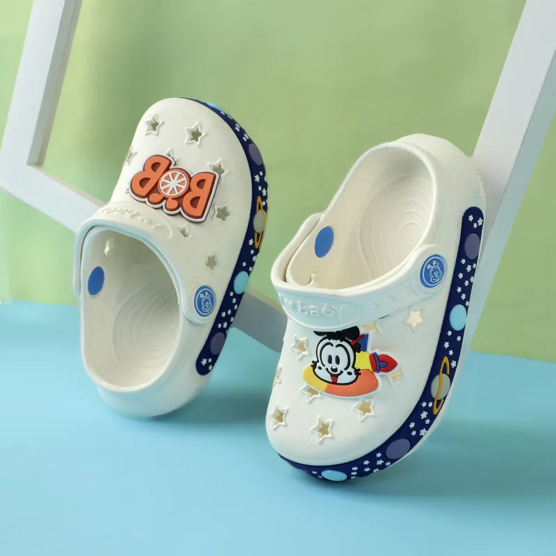 BOBDOG Summer Sandals Kids Mules Baby Boys Girls Cartoon Baby Sandals Flat Heels Solid Cartoon Slippers Children\'s Garden Shoes