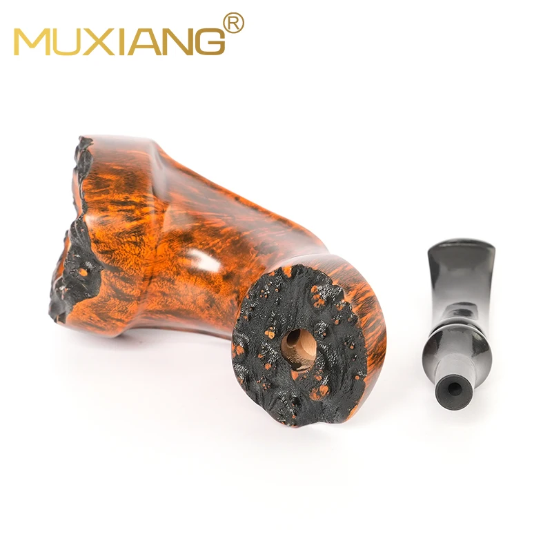 MUXIANG FLEUR pipe, hand-carved tobacco pipe, burl shell design, curved handle wood pipe , no filter, flower-shaped pipe