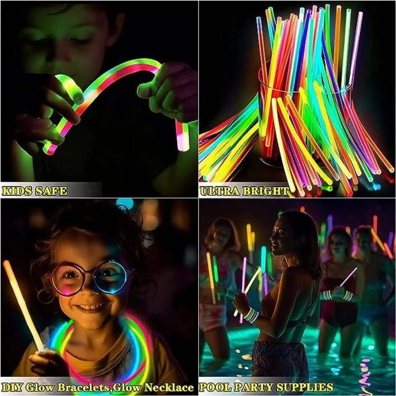 Glow Sticks Party Fluorescence Light DIY Glowing Bracelet Necklace Neon Heer Tube Dark Light Xmas Birthday Wedding Party Gifts