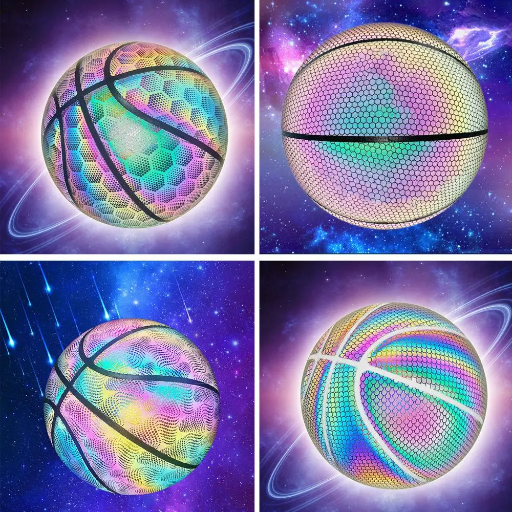 Shiny Reflective Basketball Durable Faux Leather Stylish And Beautiful Holographic Party Home Outdoor Decoration Birthday Gifts