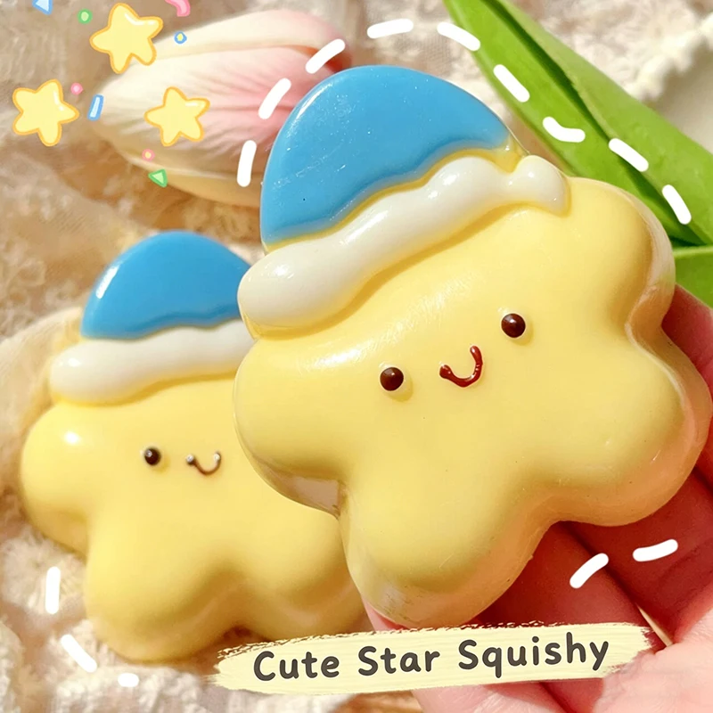 Cute Star Squishy Slow Rebound Stress Relief Fidget Toys Soft Mochi Squishy Sensory Anti-Stress Squish Squeeze Surprise Gift