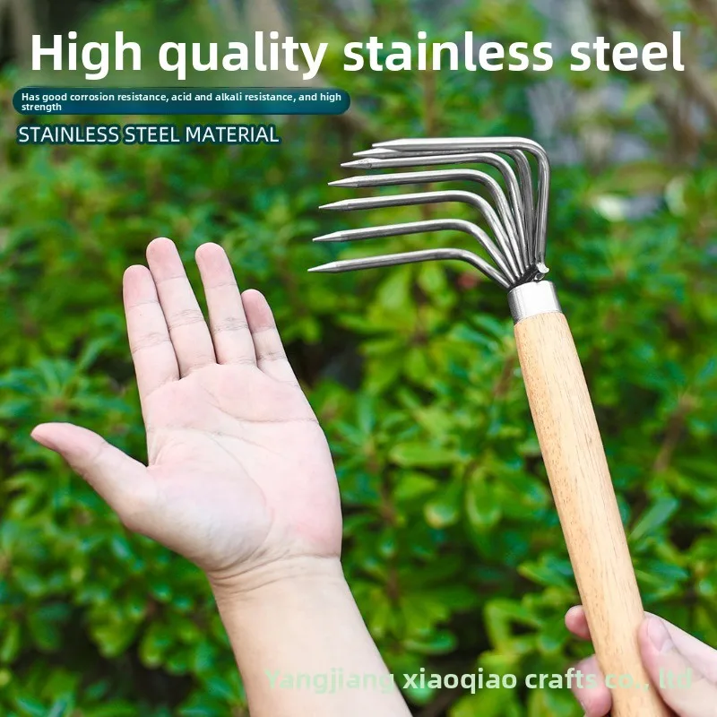 Thickened Rake Made of Stainless Steel and Extra Thick, Used for Digging Seashells on The Beach and Loosening Soil in Gardens
