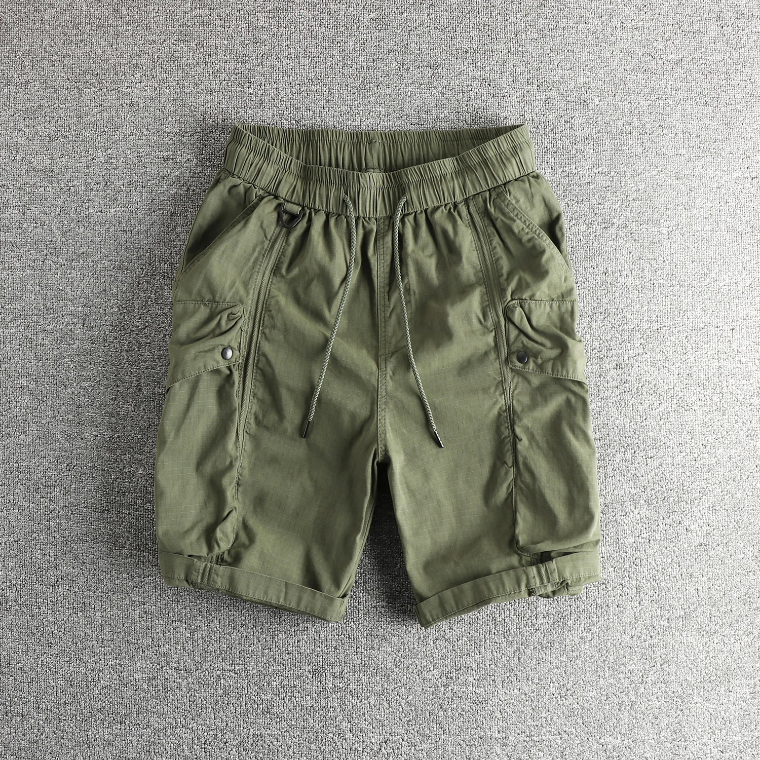 100% cotton summer shuttle loom function fabric work shorts men's three-dimensional pocket casual mid-trouser pants