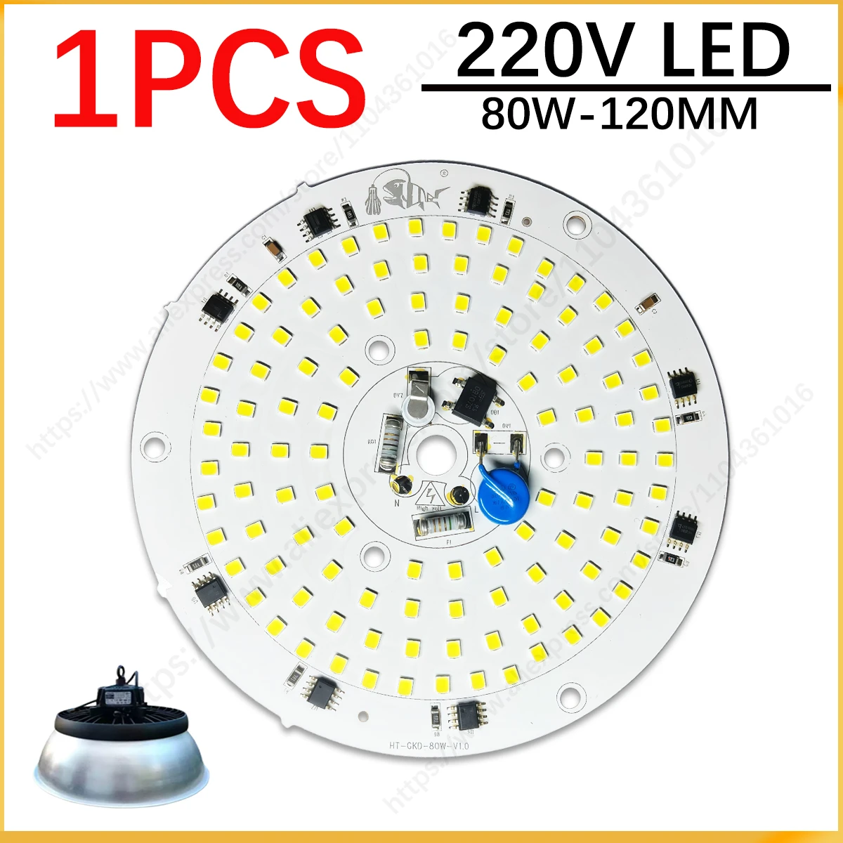 

Super Bright AC220V High Bay Lamp Panel 80W SMD2835 Full Power For Factory Garage Warehouse Industrial Lighting