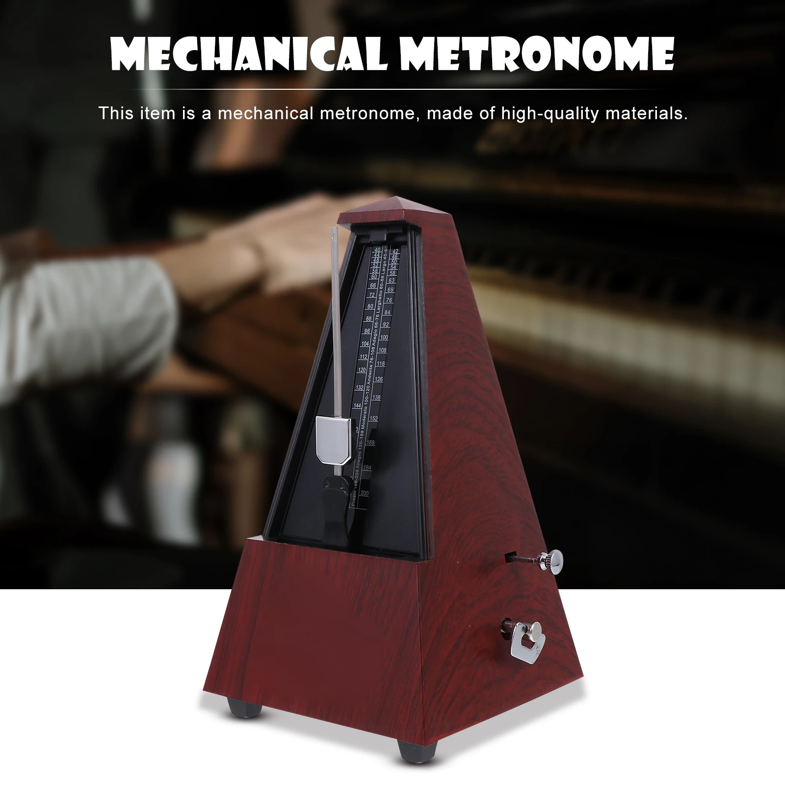 

Wooden Tower Mechanical Metronome Durable Multipurpose Musical Instrument Accessory For Piano Guitar Drum Portable Professional