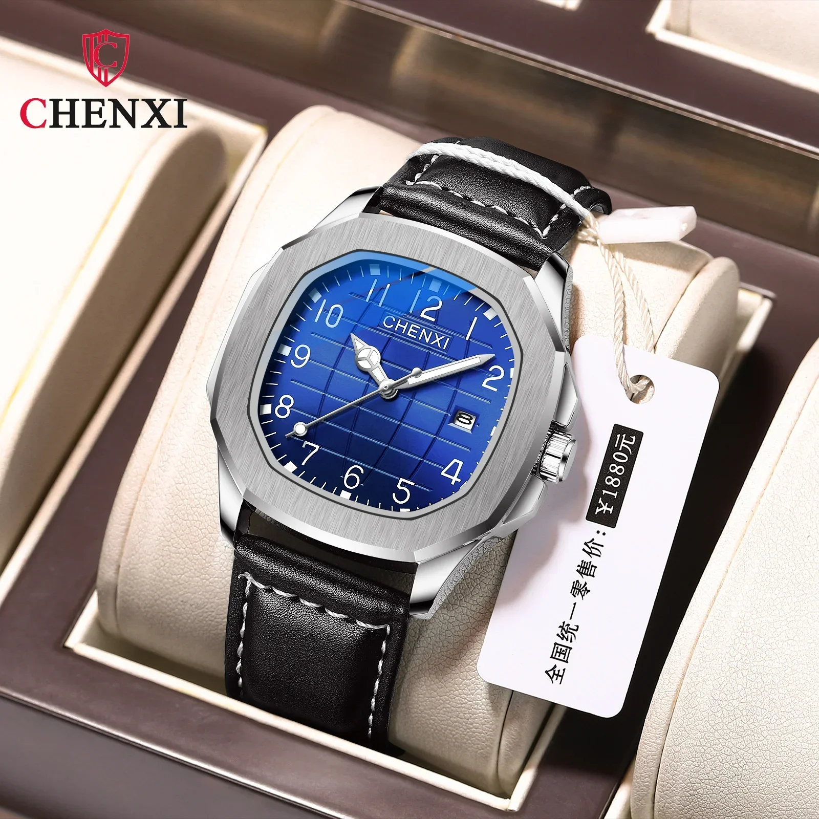 Chenxi 8213 Brand New High-end Business Leather Watch Men\'s Waterproof Luminous Quartz