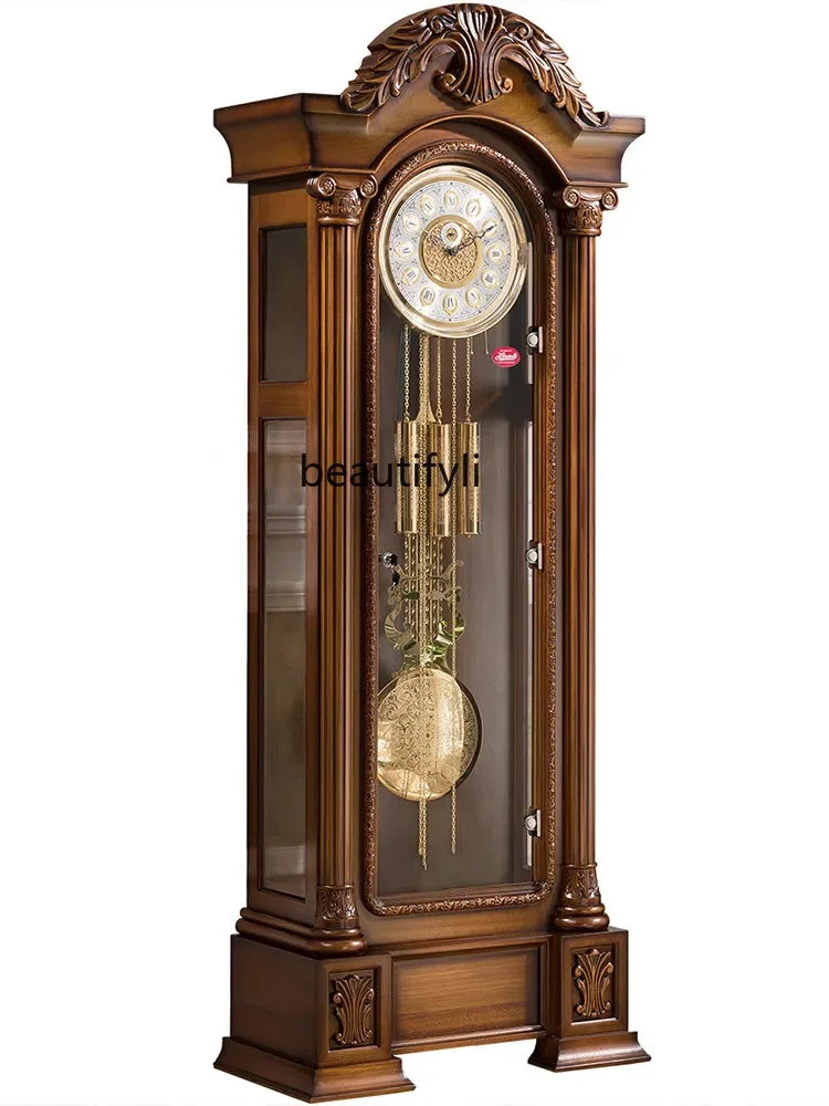 

European-Style the Grandfather Clock Luxury Mechanical Clock Solid Wood Carved Standing Grandfather Clock Classical