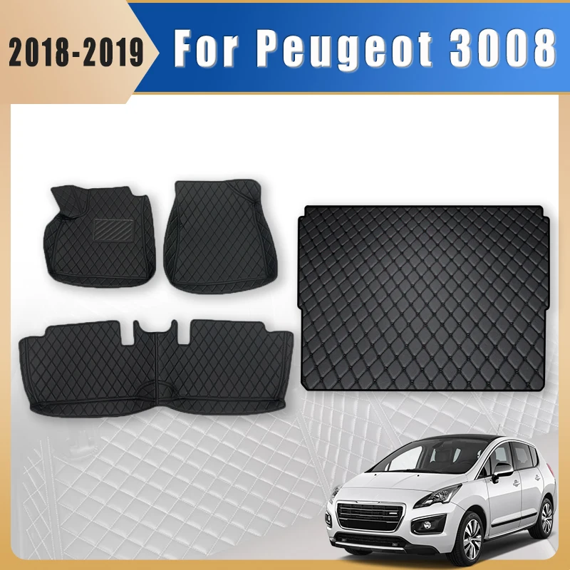 

Автомобильные коврики, ковры в багажник для Peugeot 3008 2018 2019, подушечки для ног, автоаксессуары, товары для интерьера, чехлы, детали, водонепроницаемые
