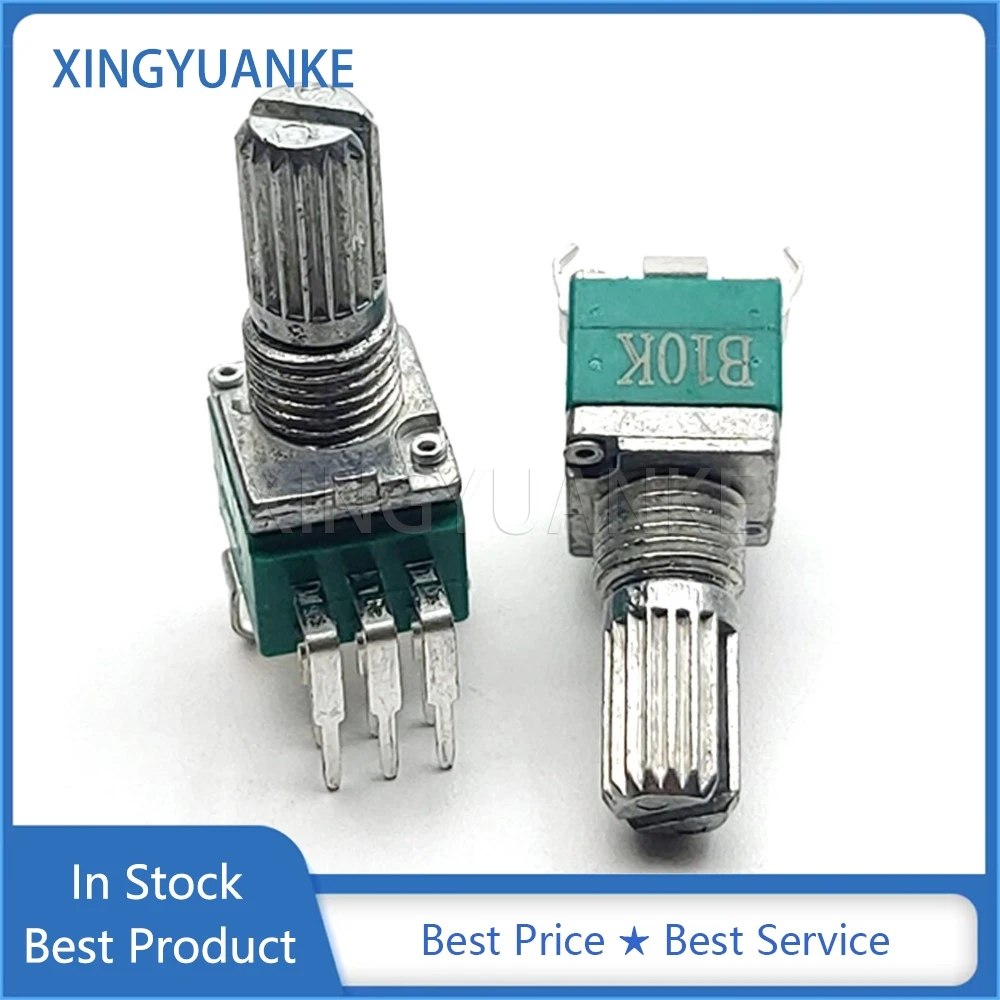 3PCS RK097G 097 Type Double Vertical Bent Foot 6Pin B50K B503 Volume Audio Adjustment Potentiometer Flower Shaft Length 15mm