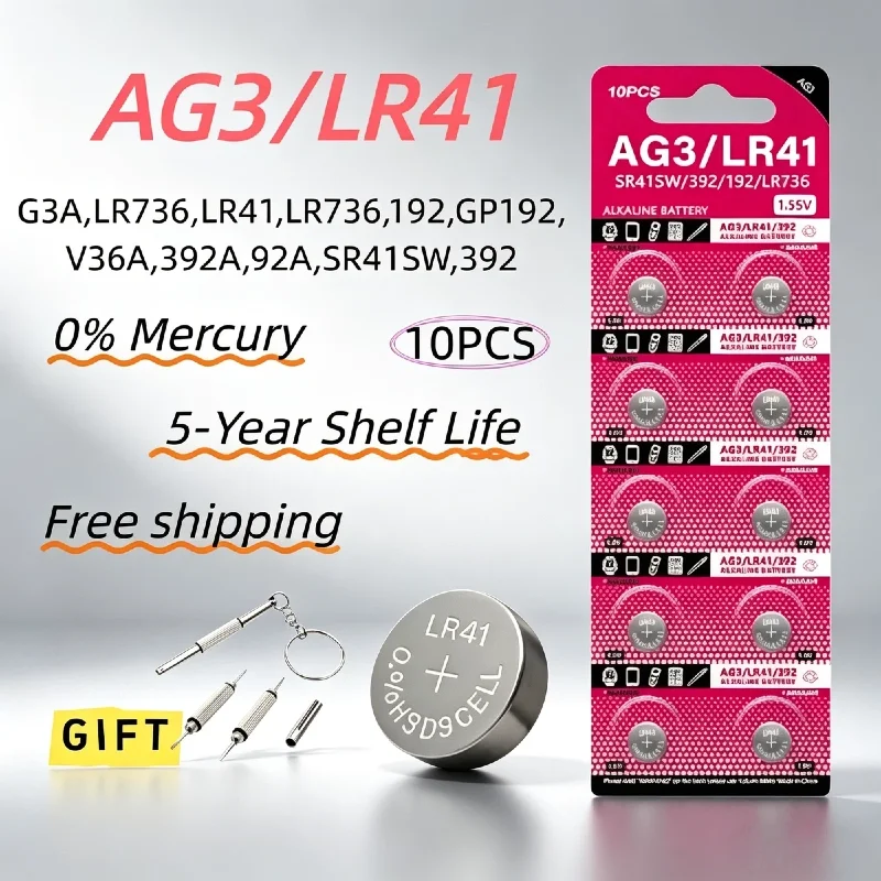 LR41 AG3 L736 392 1.5V Alkaline Button Cell Battery 10Pcs Premium For Toys Watch Small Electronic Devices