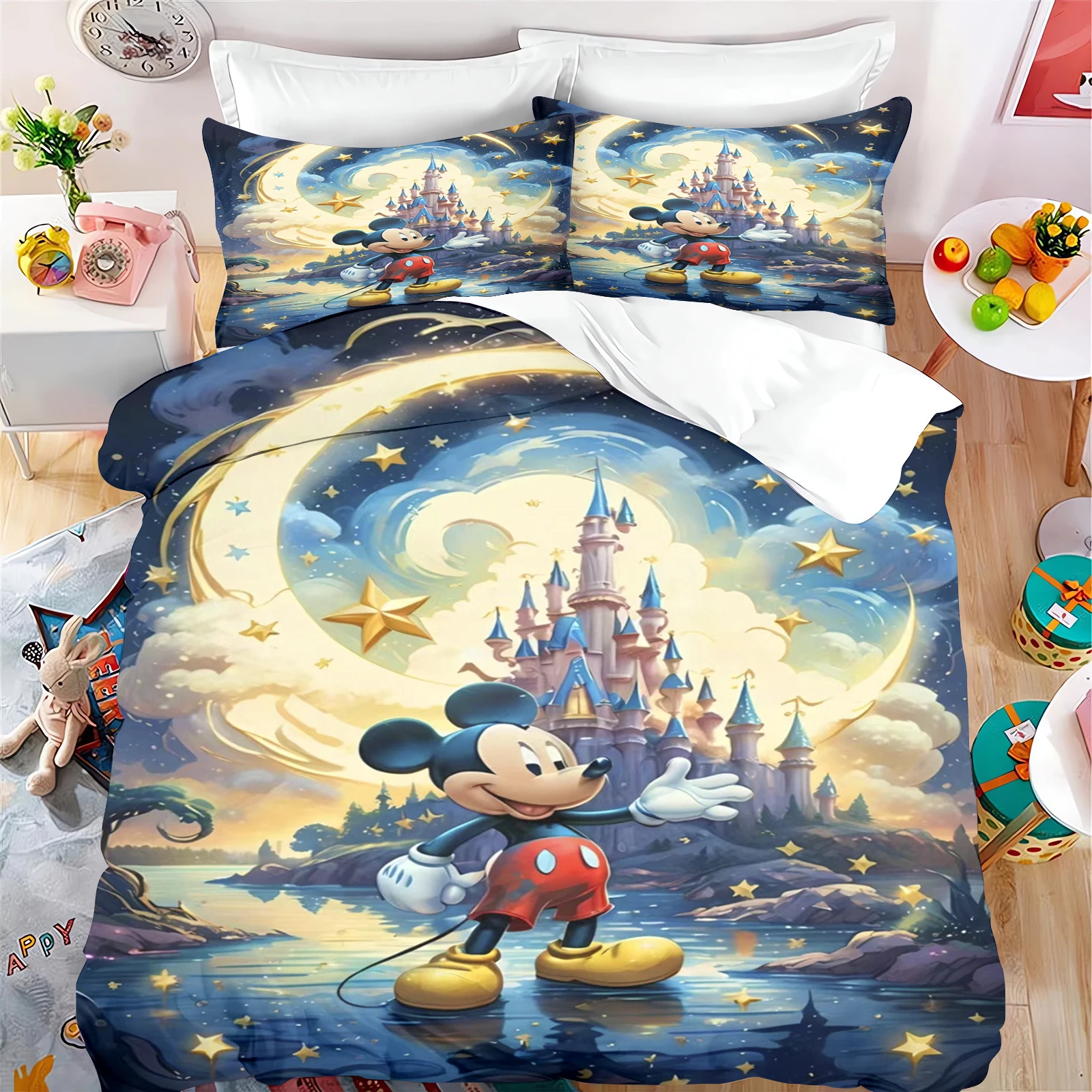 TureMouse-Parure de lit 100% polyester Disney pour enfants, housse de couette, King Size, Twin, 202 lon