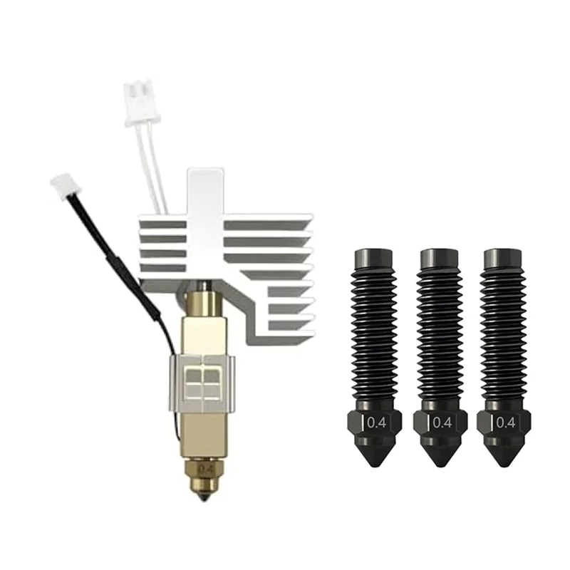 

A95Q — комплект Hotend с латунным соплом 0,4 мм для углеродистой закаленной стали Centauri — дополнительный 1 силиконовый чехол и 3 насадки в комплекте