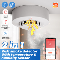 Tuya Smart WiFi Zigbee 2 in 1 WiFi Smoke Detector With Temperature and Humidity Sensor APP Pushing Alarm Support Google Alexa