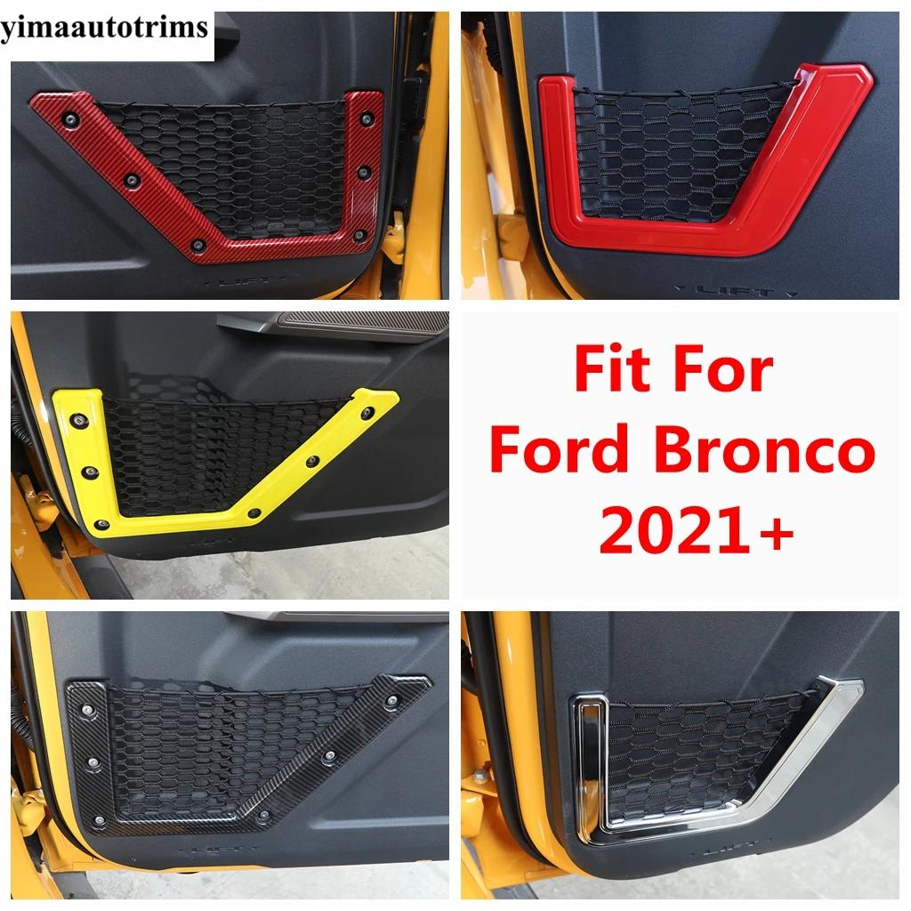 

4 PCS Car Inner Door Storage Pocket String Bag Net Frame Decorative Cover Trim For Ford Bronco 2021 - 2024 Accessories Interior