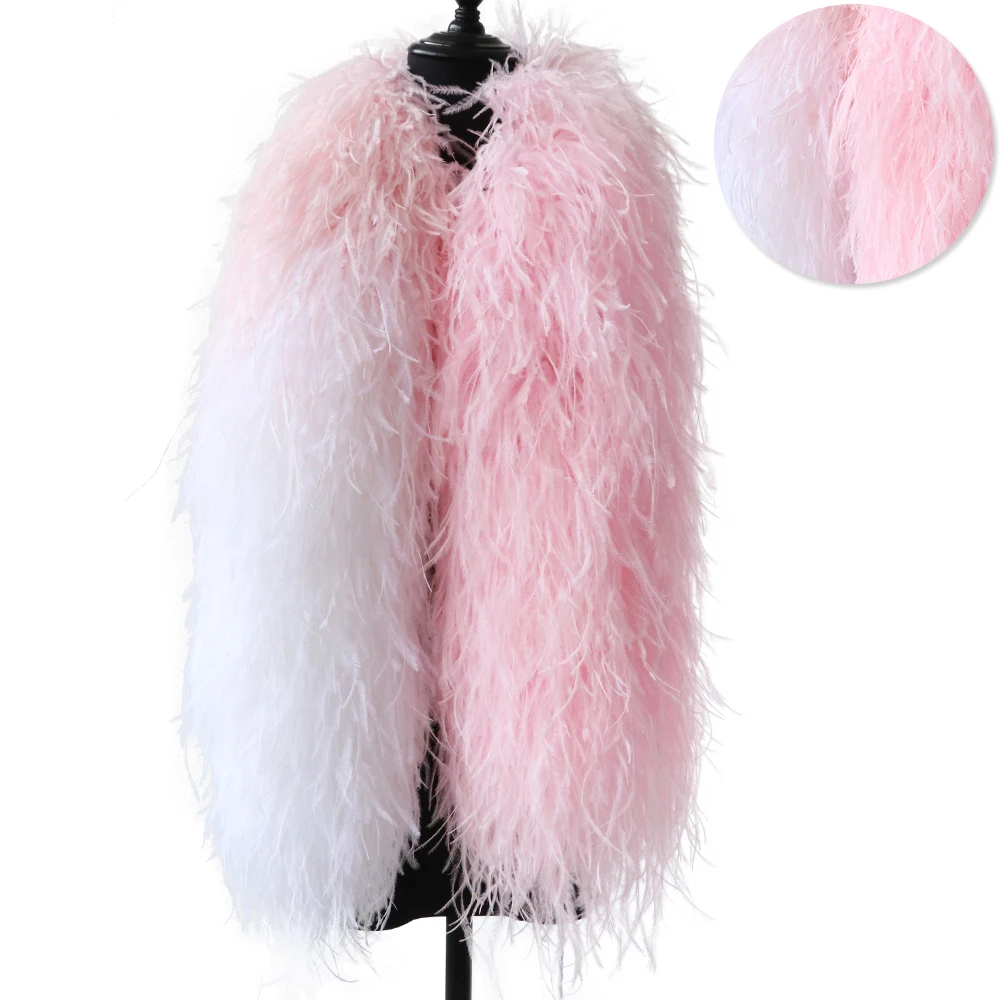 26ply Lovely Colorful Ostrich Feather Boa Custom 1.2 Meter High Quality Plume Scarf Fluffy Shawl Diy Party Dress Decor Tricolor