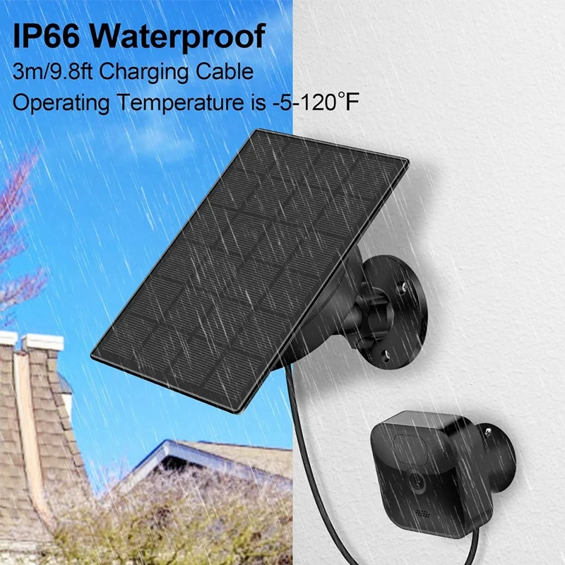 Solar Panel 4W 5V For Ring For Blink Security Camera IP65 Waterproof Solar Charger With 360 Degree Bracket