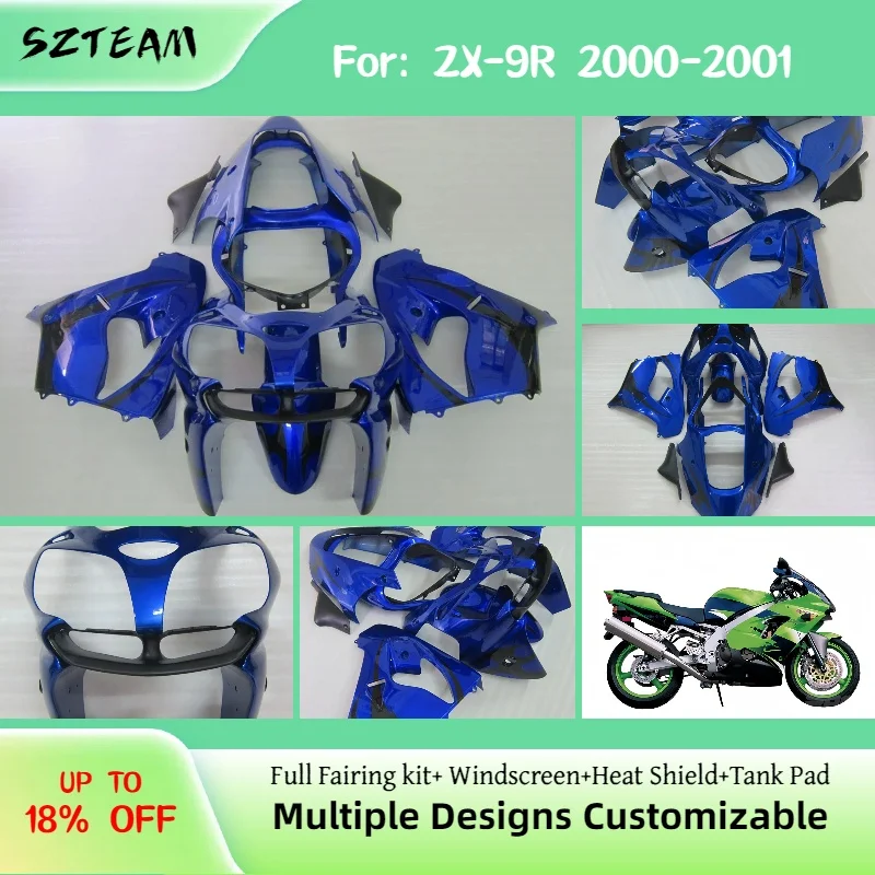 

Обтекатели для мотоцикла ZX-9R 2000 2001, бесплатный индивидуальный комплект обтекателей из АБС-пластика послепродажного обслуживания для Kawasaki ZX9R 00 01