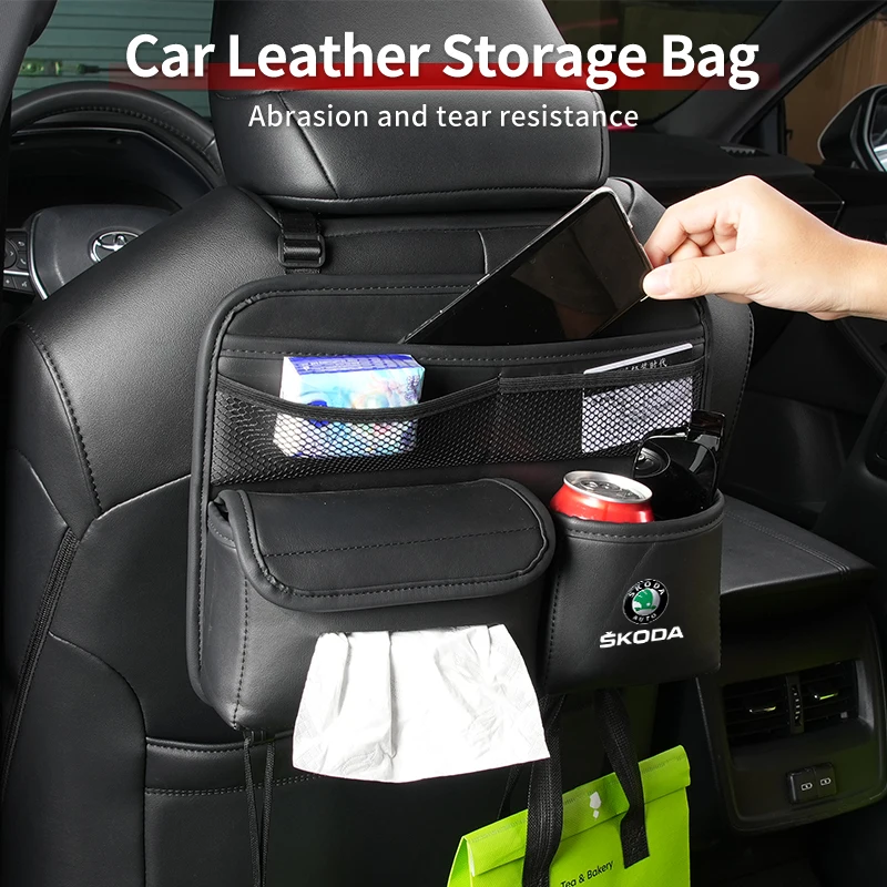 Car Seatback Storage Bag Tools Organizer Tissue Holder Accessories For Skoda Octavia Rapid Kodiaq Superb Derivative Karoq Fabia