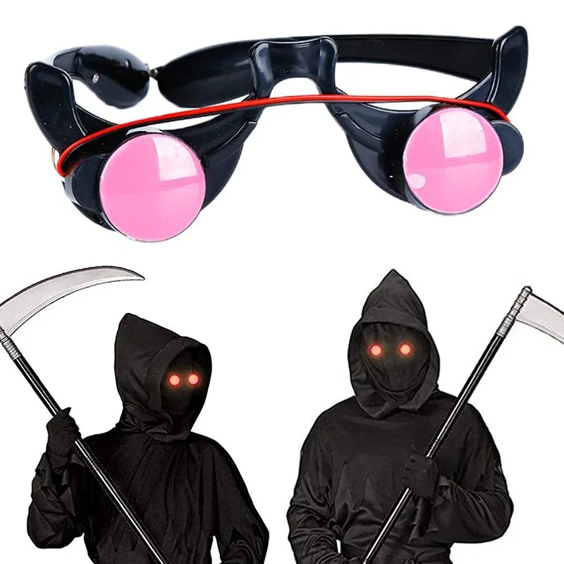 Lunettes LED lumineuses pour Halloween, accessoires de jeu animés, lunettes Shoes fantaisie drôles, yeux rouges, accessoires de cosplay masplay, accessoires de fête Tim ade