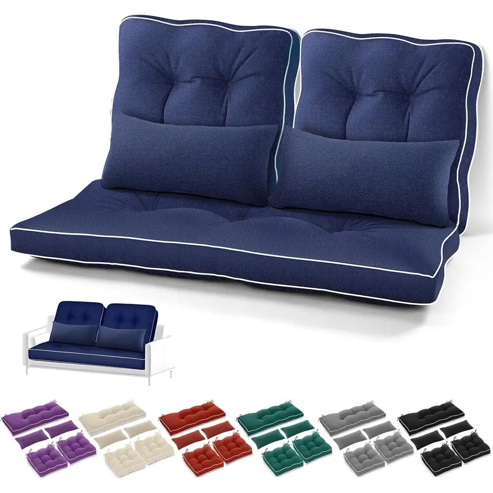 

Set o 5 Outdoor Bench Cushions Set 44 x 19 Inch Tuted Waterproo Patio urniture Seat Pad with Throw Pillows Loveseat Cushion or S