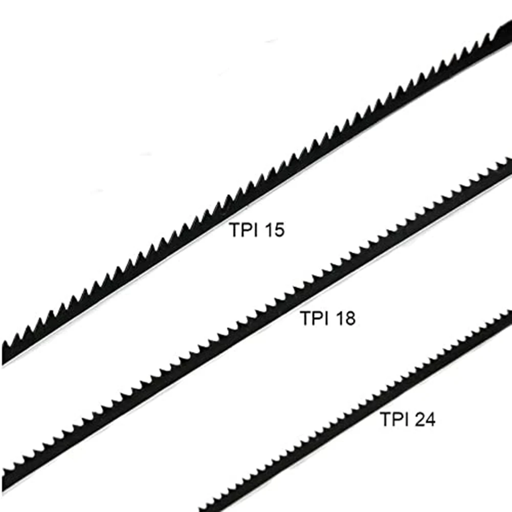 Lâminas de serra de rolo de aço carbono, Lâminas Fretsaw com pino transversal, Corte fino padrão, 15, 18, 24 dentes, 127mm, 36pcs