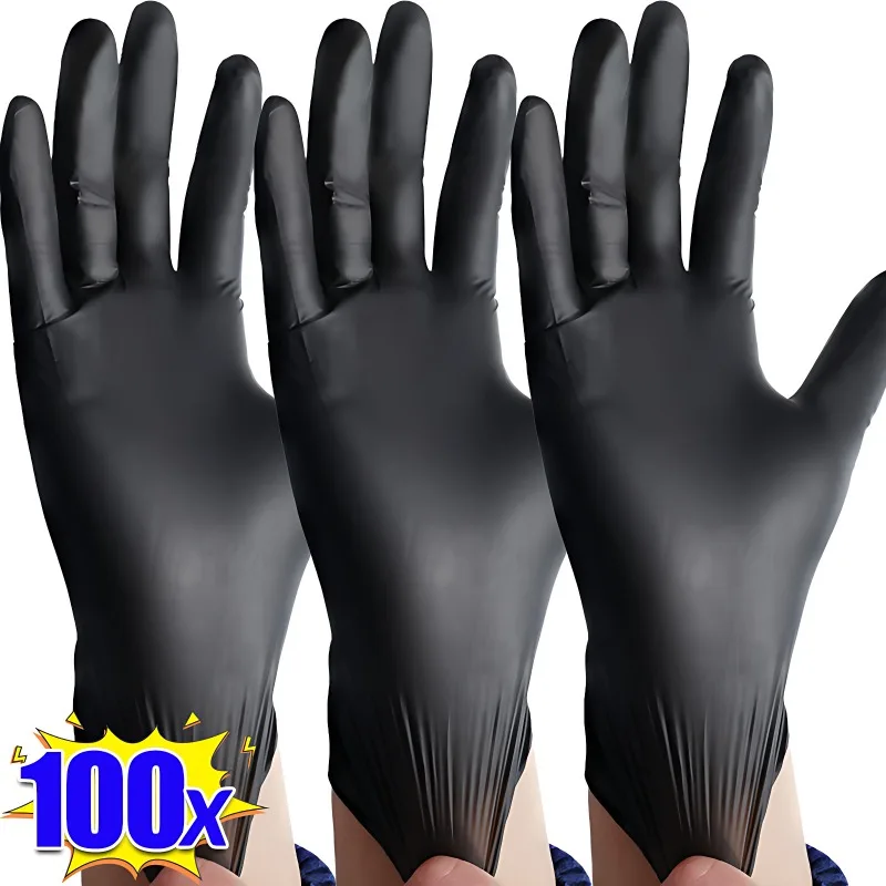 100x Disposable PVC Gloves Latex Cleaning Lab Nitrile Gloves Waterproof Allergy Free Work Safety Mechanic Garden Kitchen Gloves