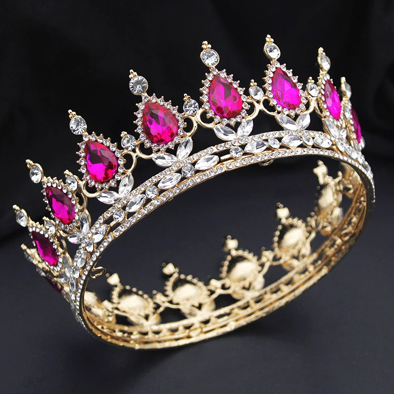 Diademi e corone rotondi in cristallo barocco per gioielli con corona da sposa regina diadema da sposa per accessori da ballo di compleanno da donna