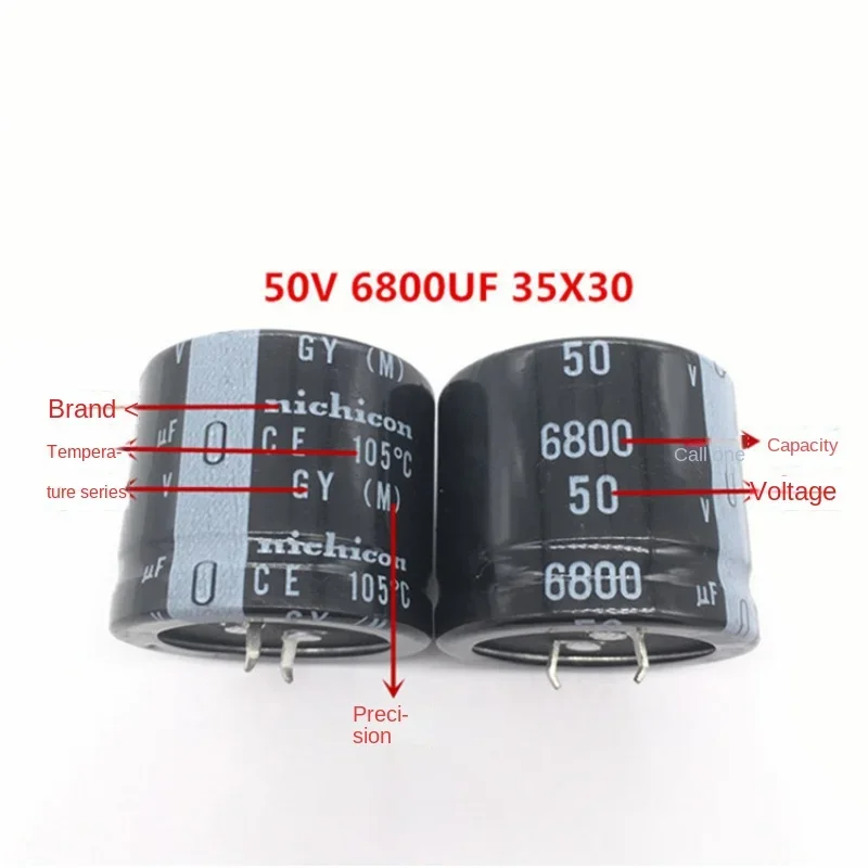 DIXSG （1pcs）50V6800UF 35X30 Nichicon Electrolytic Capacitor 6800UF 50V 35*30 GY High frequency low resistance