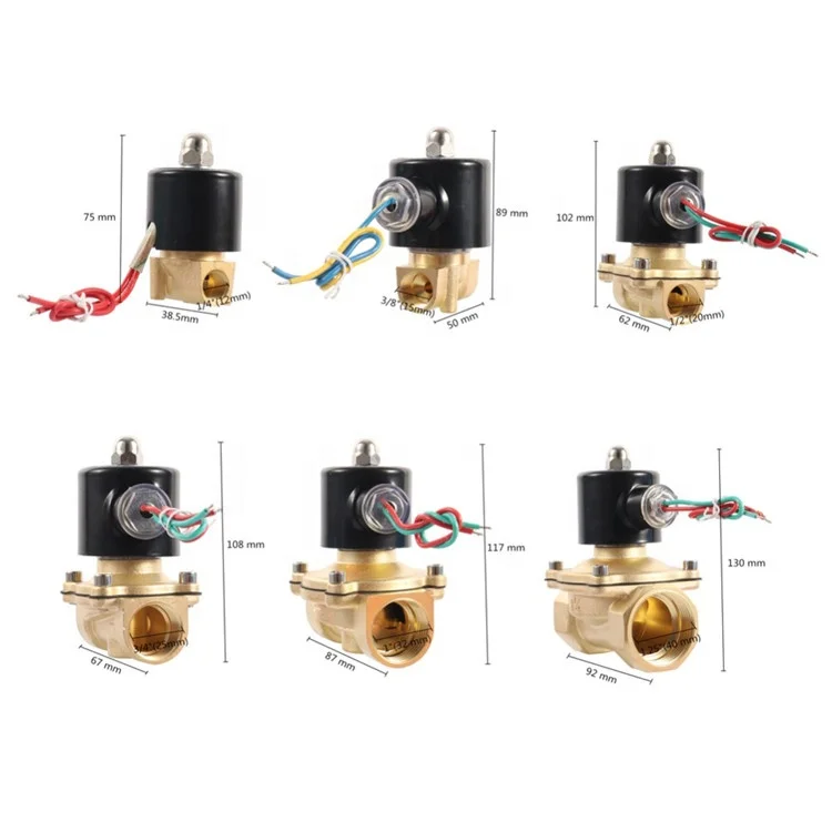 2W Normally Closed Brass Electric Magnetic Valve DC 12V 24V AC 220V Two Way Air Water Solenoid Valve