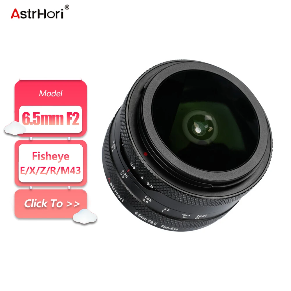 

AstrHori APS-C 6.5mm F2 Large Aperture Fisheye Camera Lens for Photography with Sony E Nikon Z Fujifilm X Canon RF M43-mount